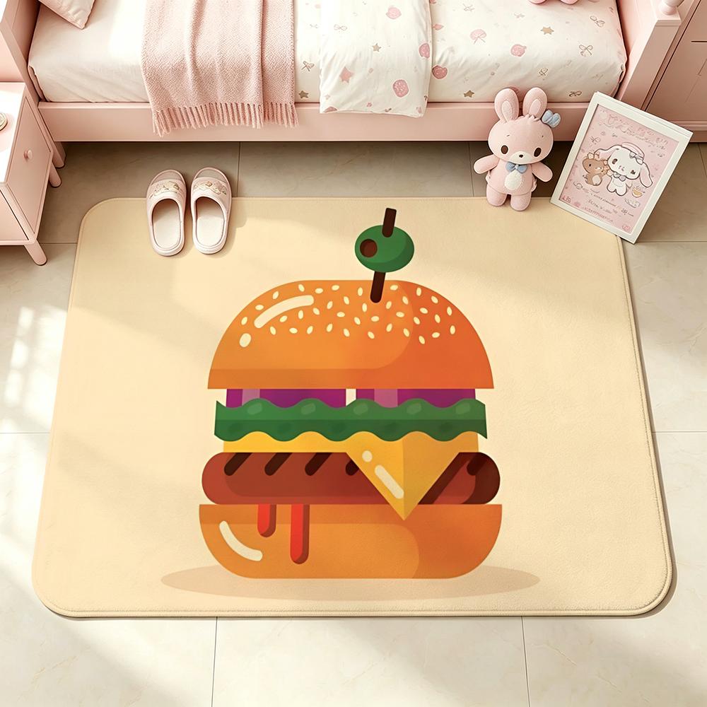 hamburger Floor Mat Bedroom Carpet, Bathroom Foot Mat, Doormat, Non-Slip Absorbent Multi-Use