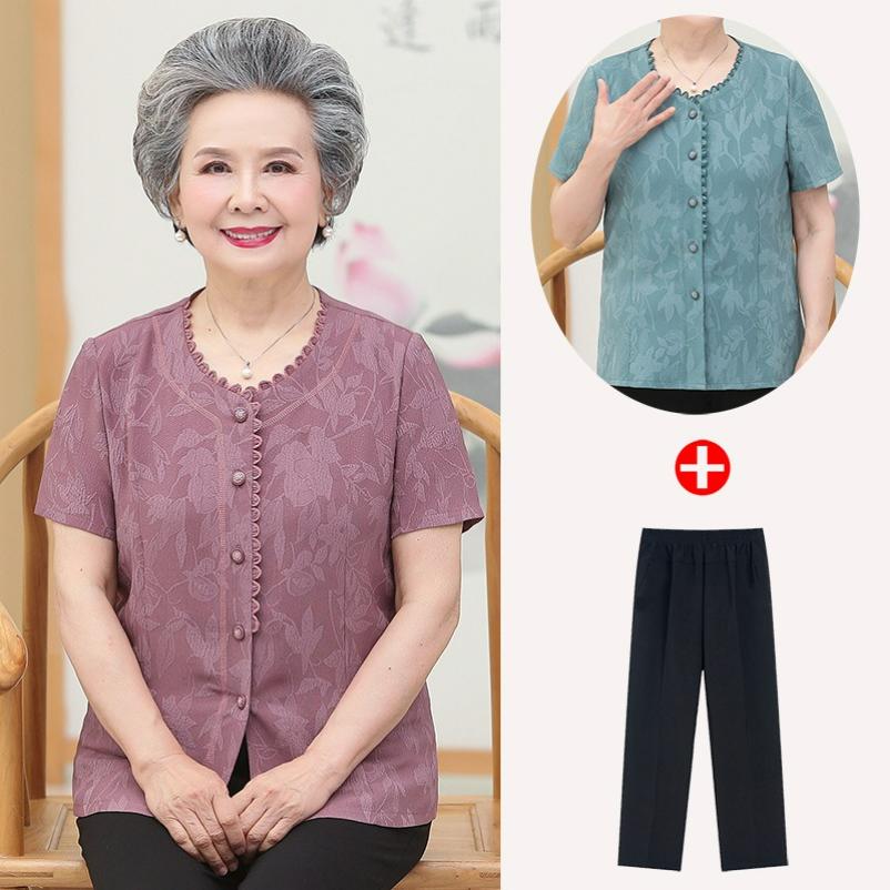 Completo Due Pezzi Estivo Donna Madre Camicia Manica Corta Abbigliamento Donna Estate Stile Occidentale