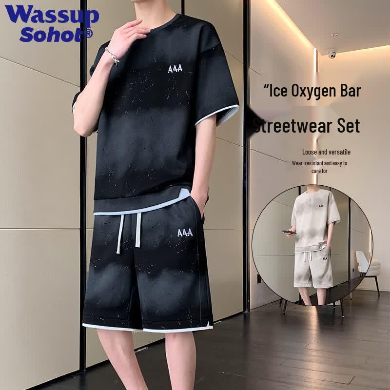 Wassup Sohot Men s Gradient Summer Two-Piece Set XL