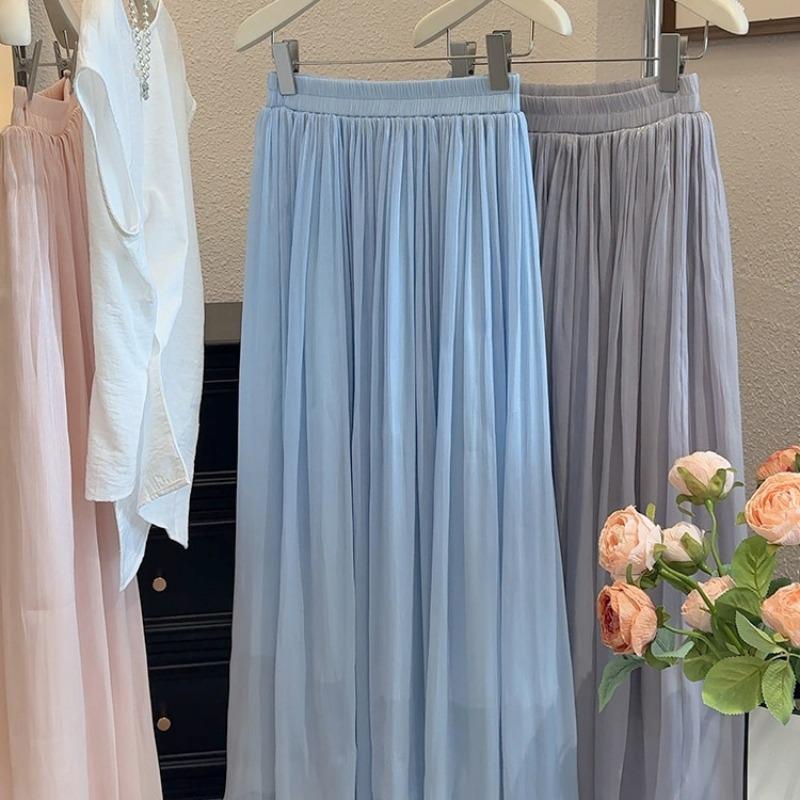 Super Fairy Drape Skirt Women's Summer Long Vacation Fairy Skirt New Pearlescent Yarn Floor-mopping Skirt