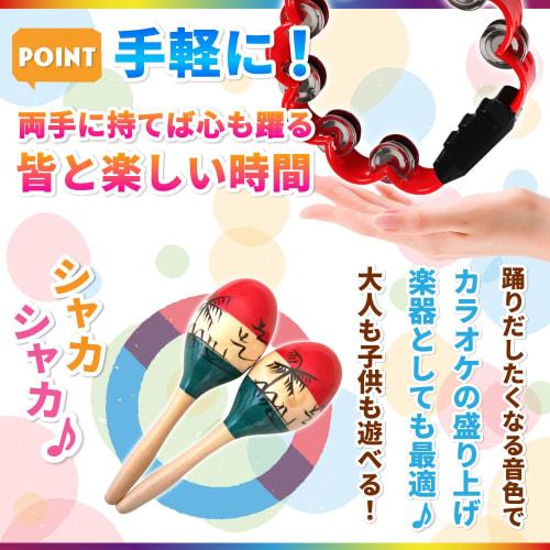 Archnote Maracas, Tambourine, Percussion, Shaker, Eurhythmics, Karaoke, Energizing Set, Red and Green Palm Tree