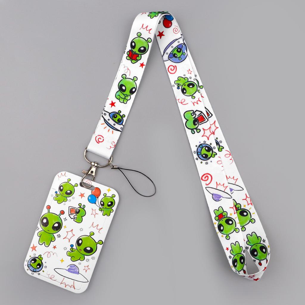 Cartoon UFO Cat Cow Credential Holder Funny Alien Neck Strap Lanyard for Key Keychain USB Badge Holder Keyring Accessories Gifts 6