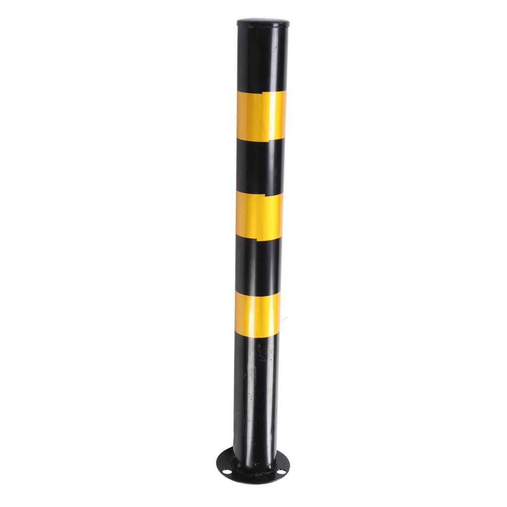 Safety Bollard Post 29.5in Height 3in Diameter Cold Rolled Steel Parking Barrier Pipe Black and Yellow
