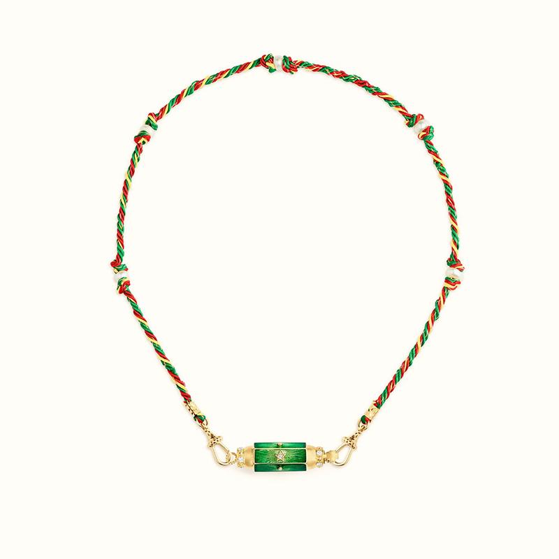Retro Colored Stainless Steel Pendant Necklace For Women Handmade Braided Rope Chain Jewelry Accessories