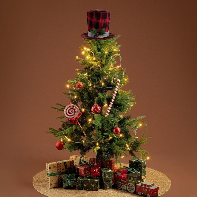 Luxurious Fabric Christmas Tree Hat Toppers Durable Materials Dateless Design Perfect For Family Gatherings
