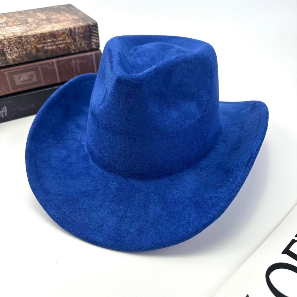 Western Cowboy Hat Women Woolen British Suede Light Board Peach Heart Top Hat Felt Hat