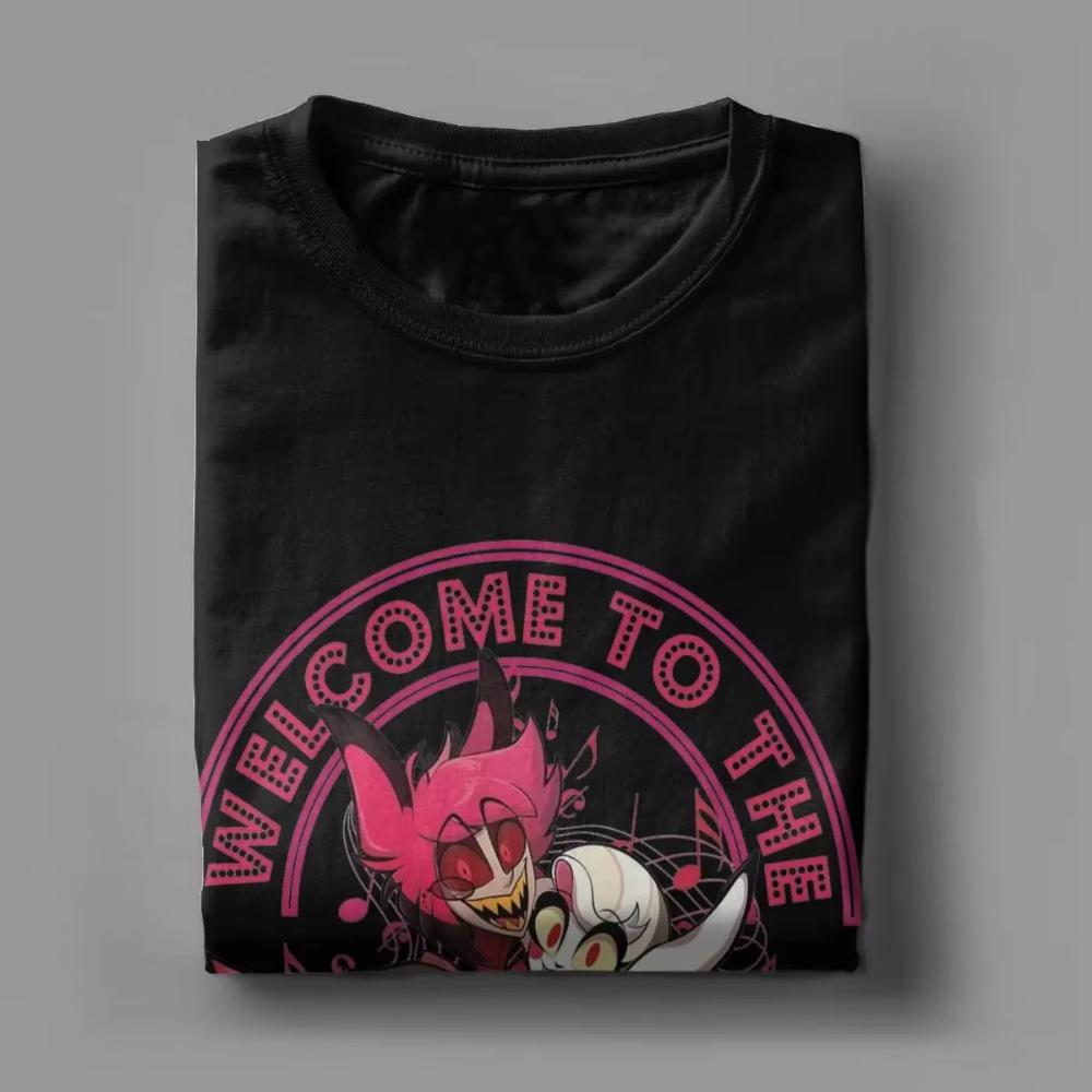 Men's T-Shirts Welcome To The Hazbins Hotels Funny Cotton Tees Short Sleeve T Shirt Crewneck Tops Graphic