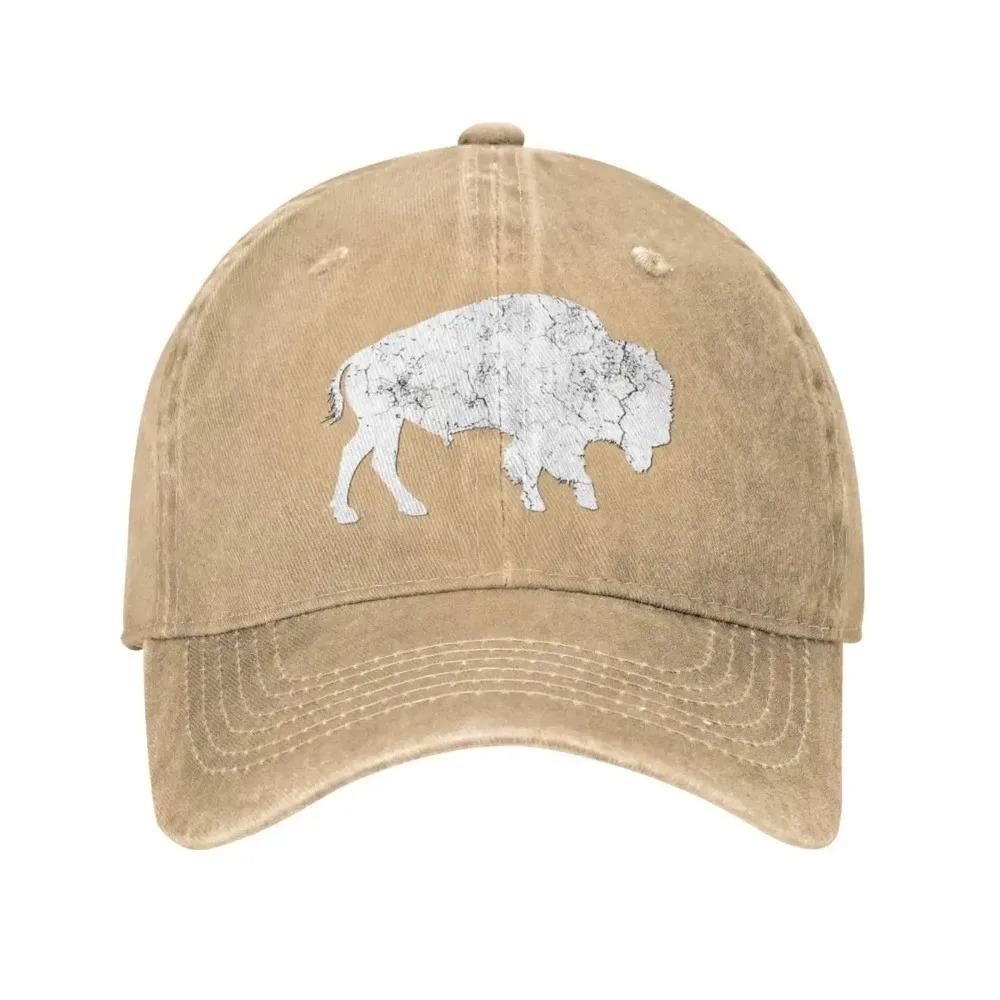Distressed Buffalo Retro Bison Animal Lover Gifts Cowboy Hat Trucker Hat Baseball Hat Snapback Golf Hat Summer Hats