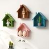 Wood House Wall Display Shelf, Wall Mounted Decorative Floating Shelf, Small Toys Dolls Organizer for Entryway, Living Room, Nursery