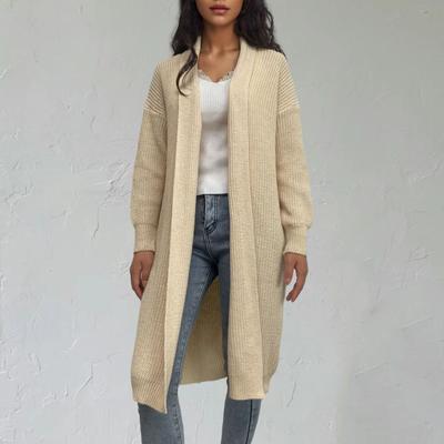 Women's Fashion Knitted Cardigan Sweater Mid-Length Casual Loose Sweater Jacket