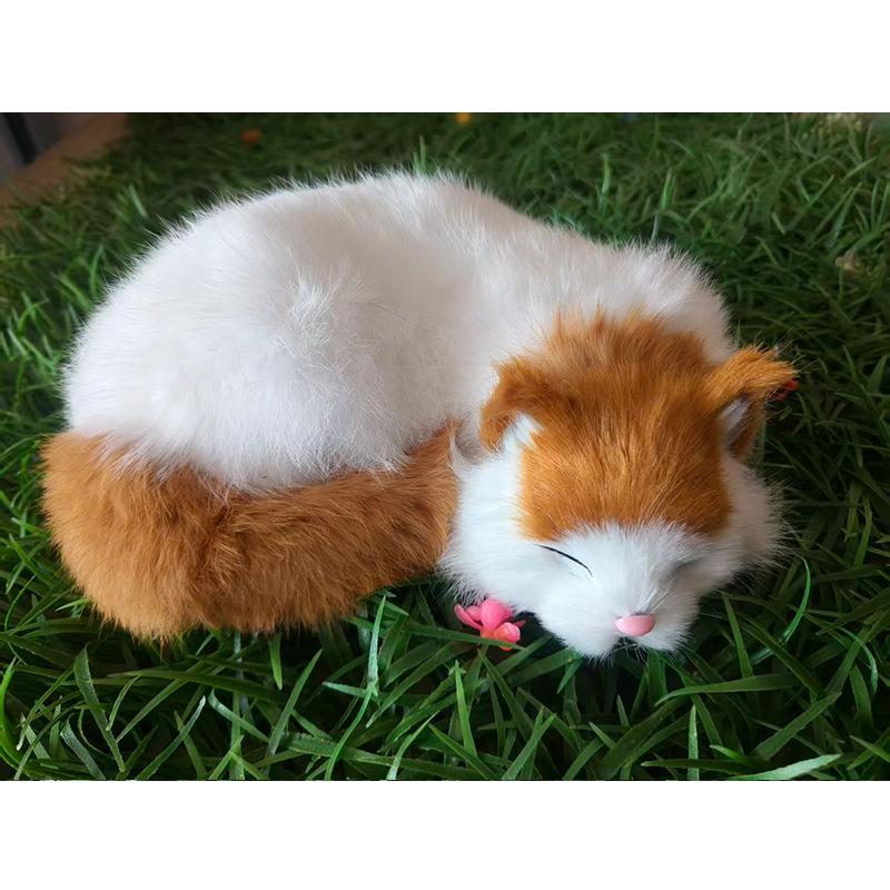 Ev Dekorasyonu İçin El Yapımı Gerçek Kürk Kedi Model Peluş Süs