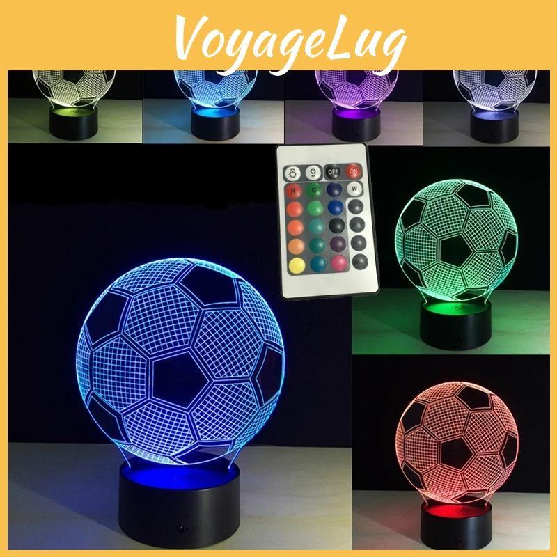 Night Led 3d Light Football Desk Lamp Illuminating Lights 7 Color Remote Gift