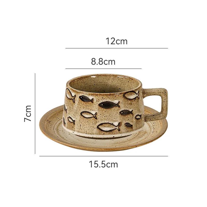Japanese Retro Ceramic Mug Set Hand-painted Pattern Coffee Office Beverage Cup Milk Household Tea Cups Water
