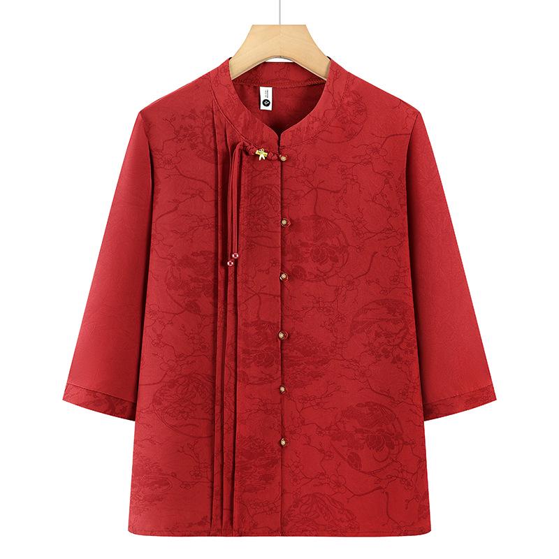 

Plus Size Summer Shirts for Middle-Aged and Elderly Women: Lightweight, Loose-Fit Clothing for Women Aged 60-70 2XL (Recommended 50-57.5 kg)