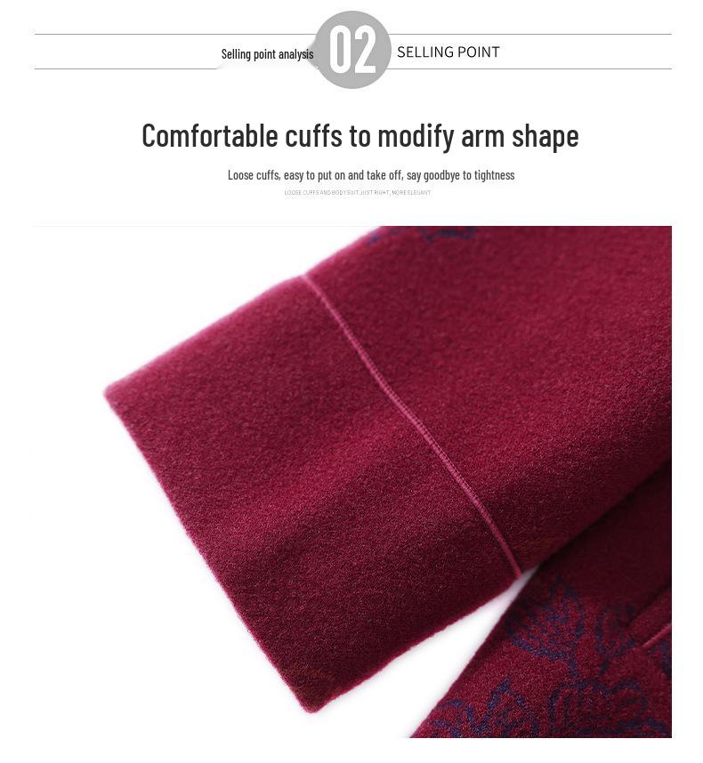 Hengyuanxiang Women's Woolen Coat - Turn-Down Collar, Warm, Fashionable for Middle-Aged and Elderly In Autumn/Winter