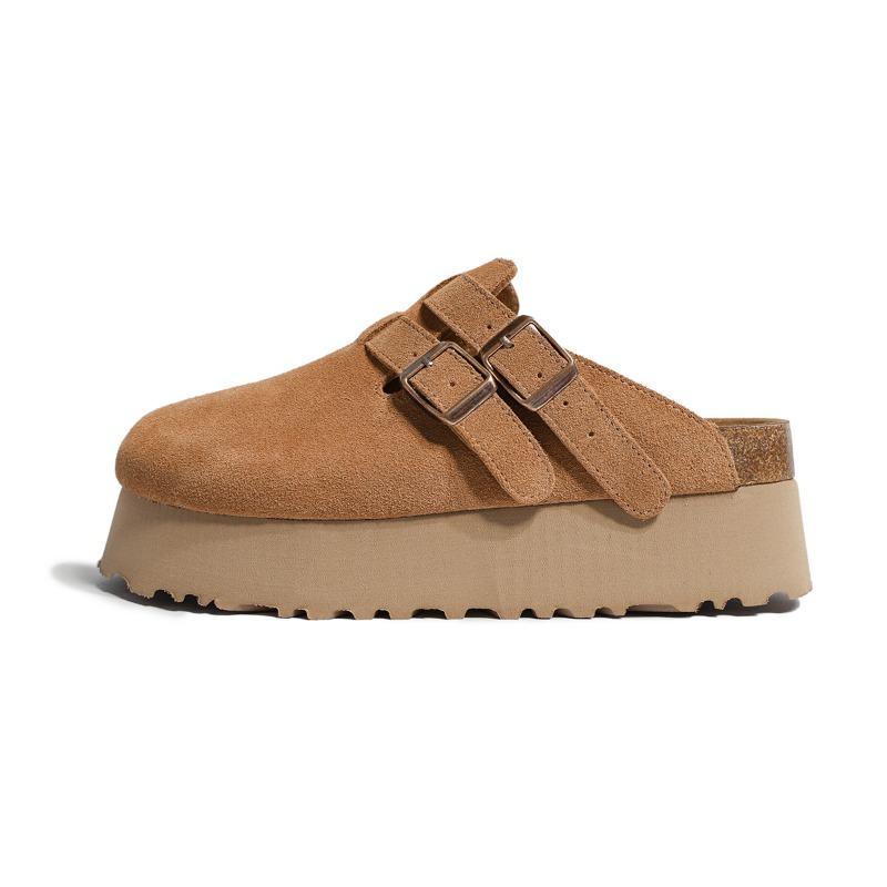 Thick Bottom Leather Half Slippers Baotou Sandals Slippers Women
