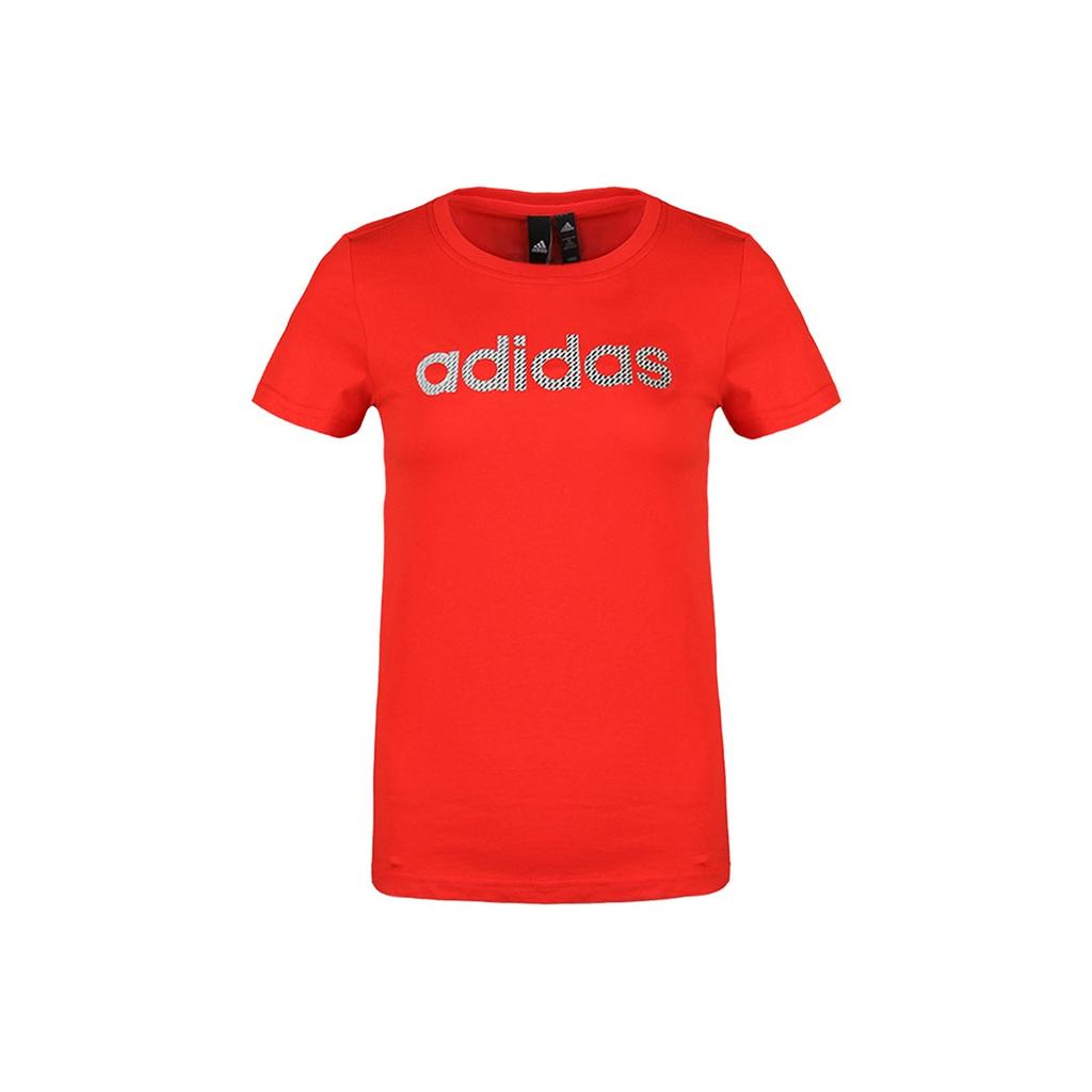 Adidas Logo Sports Round Neck Short Sleeve T-Shirt Women Tops Red DY8695
