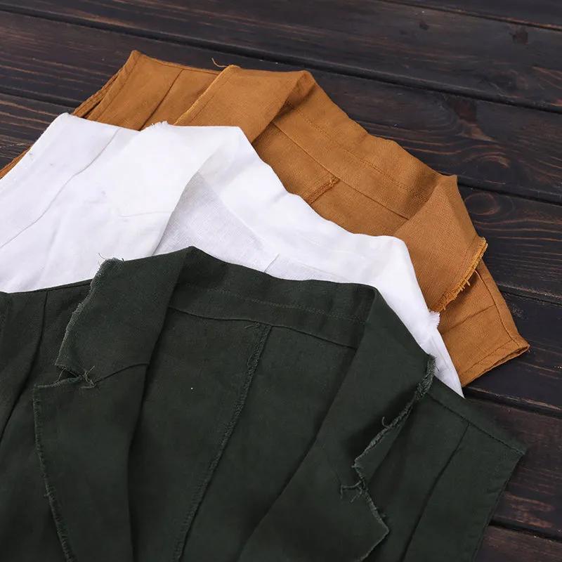 Solid Color Cotton Vest Women's Spring and Autumn Vest Lapel Pocket Waistcoat Waistcoat Outer Thin Section