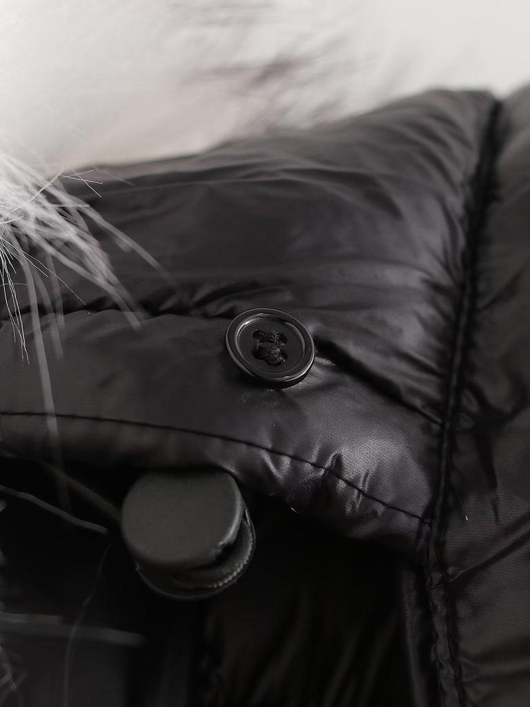 2024 Autumn Women's European & American Style Long Cotton Coat with Fur Collar