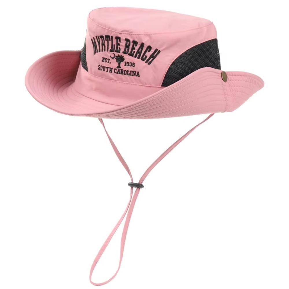 Embroidered Bucket Hat Wide Brim Fisherman Hat Fashion Sunshade Hat  Women