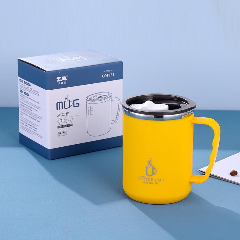 

500ml Thermos Mug 304 Stainless Steel Double Layers Coffee Cup Leak-Proof Vacuum Flask Insulated Cup Thermal Water Bottle Gift 500ml жовтий