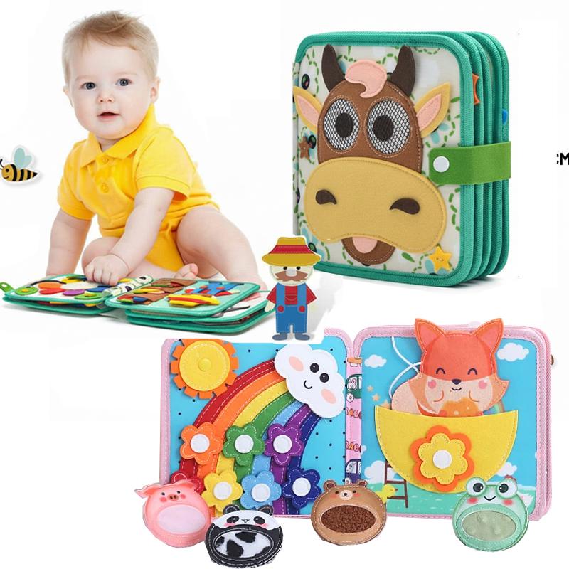 Montessori Toy Giraffe Busy Board 3D Felt Book For Fine Motor Skills Early Education Habits Knowledge Developing