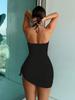 European & American Sexy Ribbed Hollow-Out Backless One-Piece Swimsuit for Women