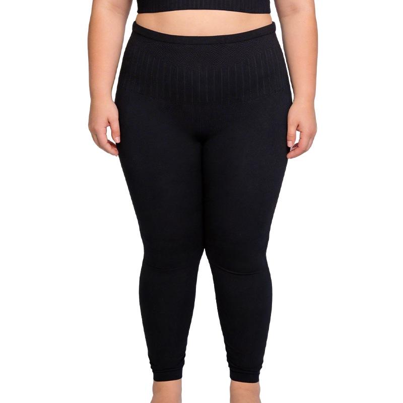 

High-Waisted Plus-Size Women s Leggings with Tummy Control - Thin Modal Jacquard for Spring & Autumn L - 220g чорний