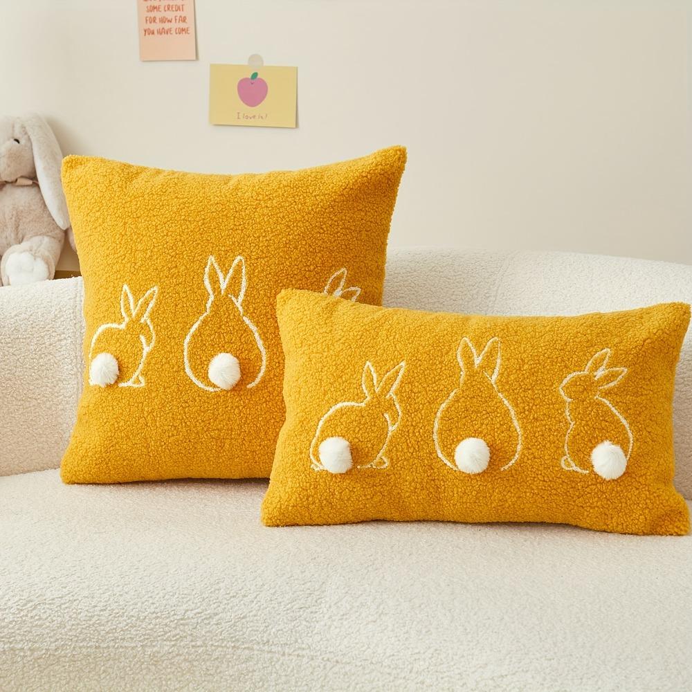 Plush Easter Bunny Pillow Cover Square/Rectangular Pillowslip Cartoon Rabbit Pillow Case  Bed Room