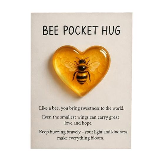 Kolibri Lommeklemme Brikke Hjerteformet Trøstegave for Tap & Lang Distanse Sympati Minne med Kort Bærbar Emosjonell Støtte