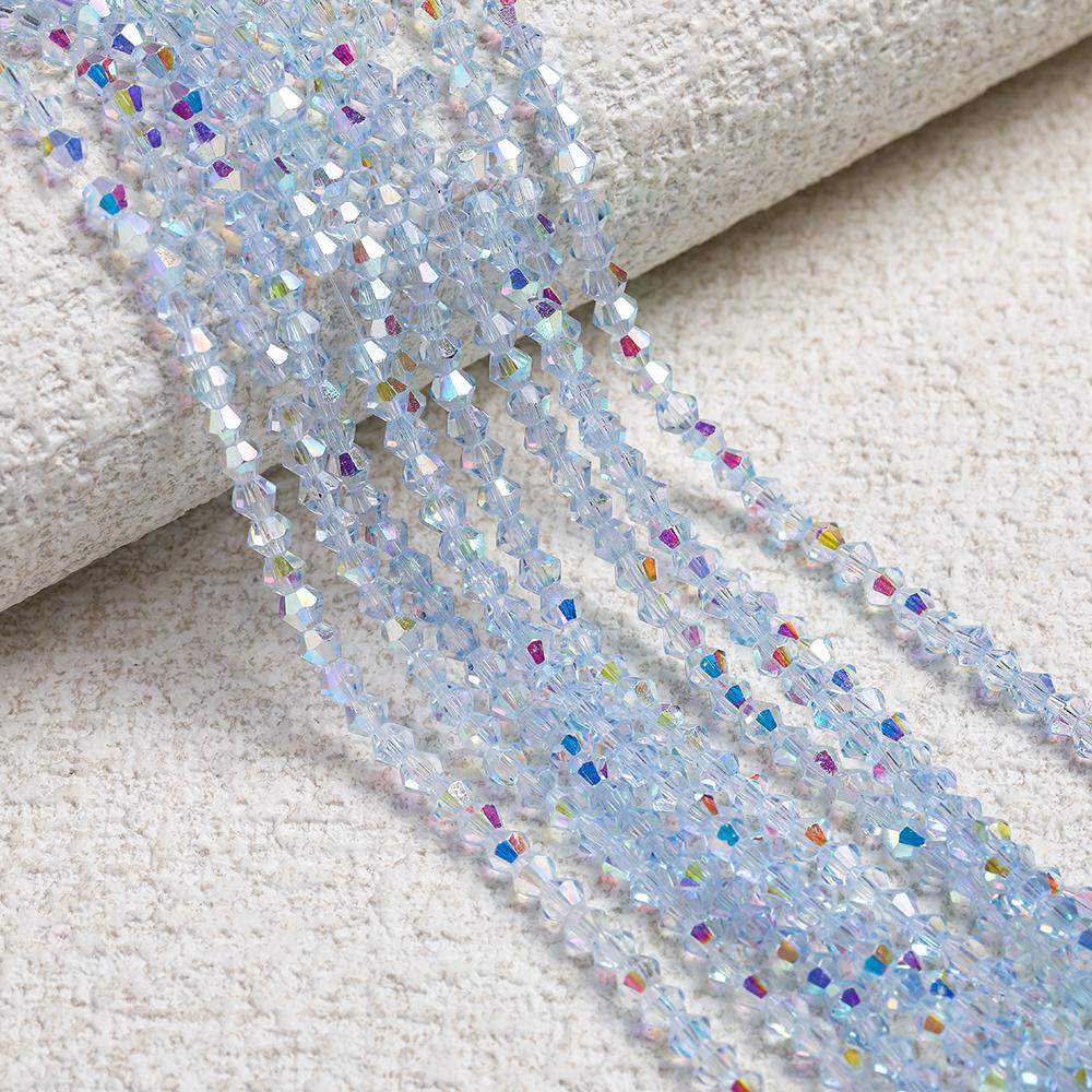 1 Strip 4mm Shiny Crystal Beads Bicone Beads 80pcs Glass Beads Loose Spacer Beads for Bracelet DIY Jewelry Making