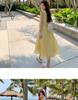 New Summer 2026 Women's Yellow Sleeveless French Vest Dress - Beach Resort Style