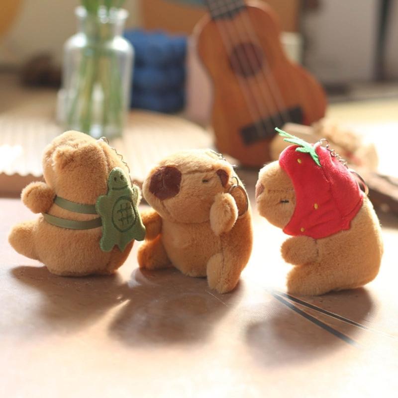 Mini Plush Capybara Charm Keychains Sweet Cute Pendant Car Keyring Backpack Decoration Fashion Jewelry for Women Girl