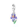 S925 Silver  Iris Flower Pendant Charm Beads for DIY Bracelet Necklace Jewelry Making Craft Supplies