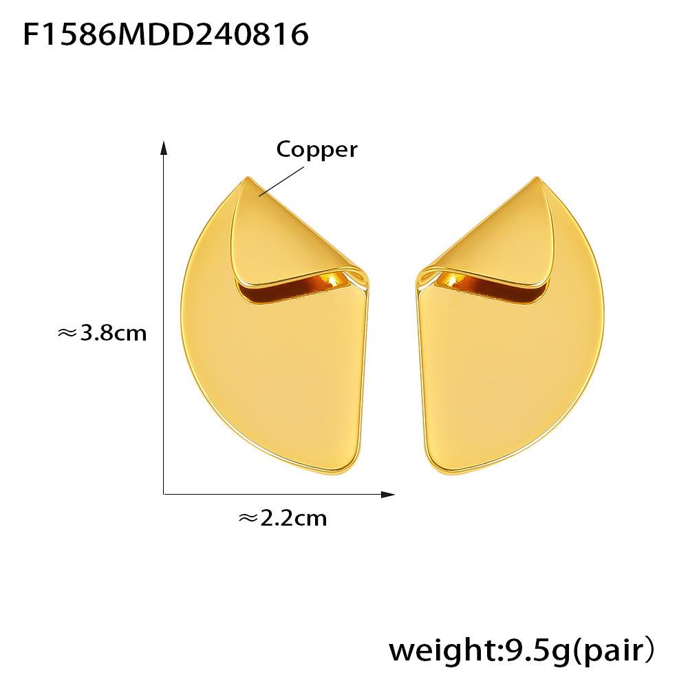 Qiong Yao Stainless Steel 18K Gold Electroplated Irregular Geometric 3D Stud Earrings