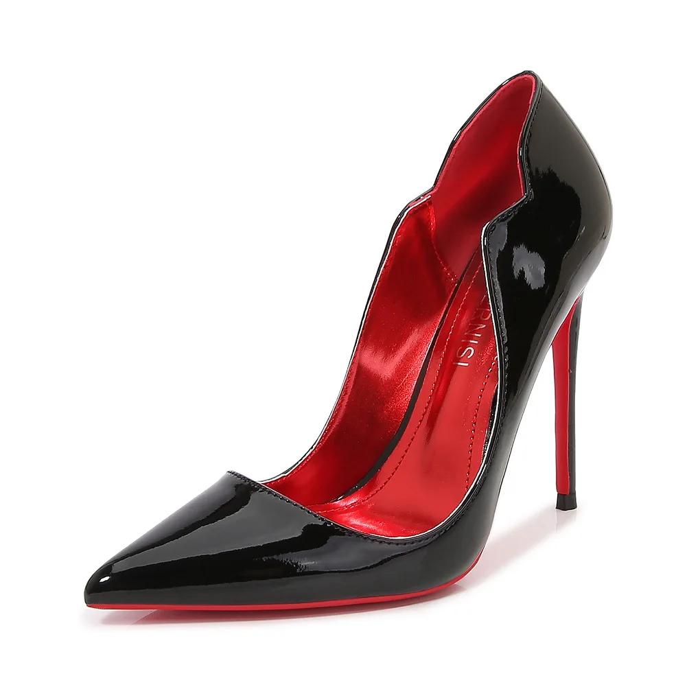 

European American Nightclub Cross Dressing Ball High Heels Women Slim Heels Black Pointed Toe French Women s Sexy Singles Shoes 46 чорний