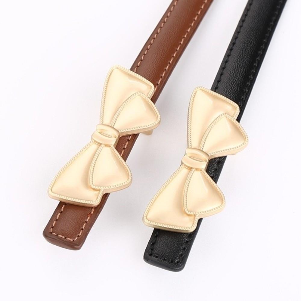 Bow Buckle Waist Belt Leather Bow Buckle Belt Simple Women's Belt Daily Outfits