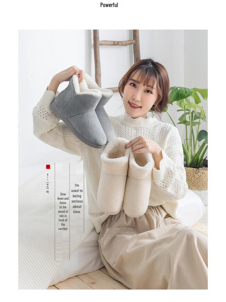 Lidani Women's Winter Postpartum Plush Cotton Slippers with Heel, Thick Sole Indoor Shoes, Fluffy for Couples.