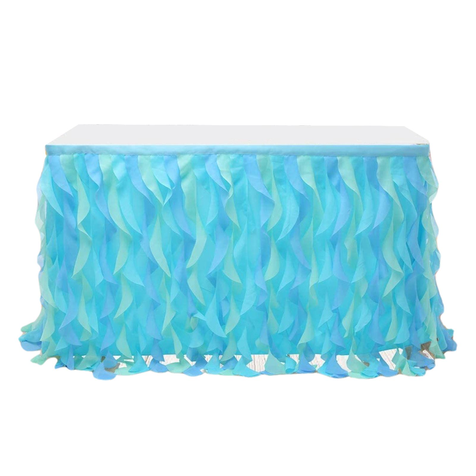 

1PC Curly Willow Tulle Ruffle Table Skirt for Rectangle Tutu Table Skirt for Wedding Bridal Shower Baby Shower Birthday Party синій