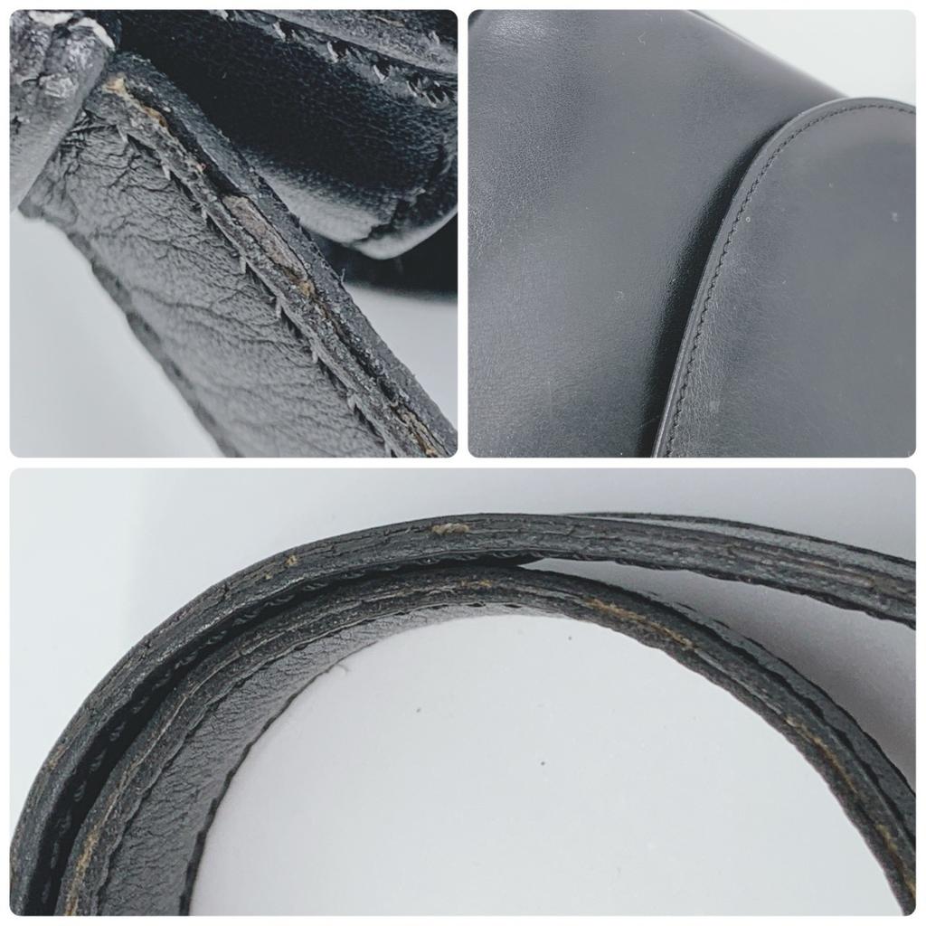 CELINE Vintage Macadam Triomphe Gold Hardware Flap One Semi Shoulder Bag Leather Black Women's Men's Unisex