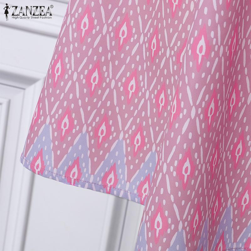 ZANZEA Women Summer Casual Short Sleeve Print Dress