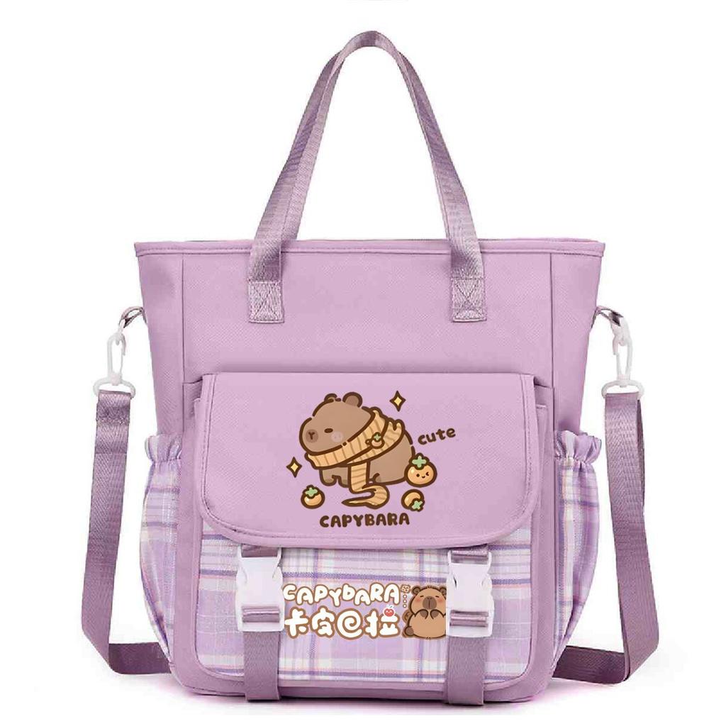 Crossbody Bag, Primary School, Junior High School Schoolbag, Male and Female Students Tutoring Bag, Cute Kapibara Large-capacity Shoulder Bag.