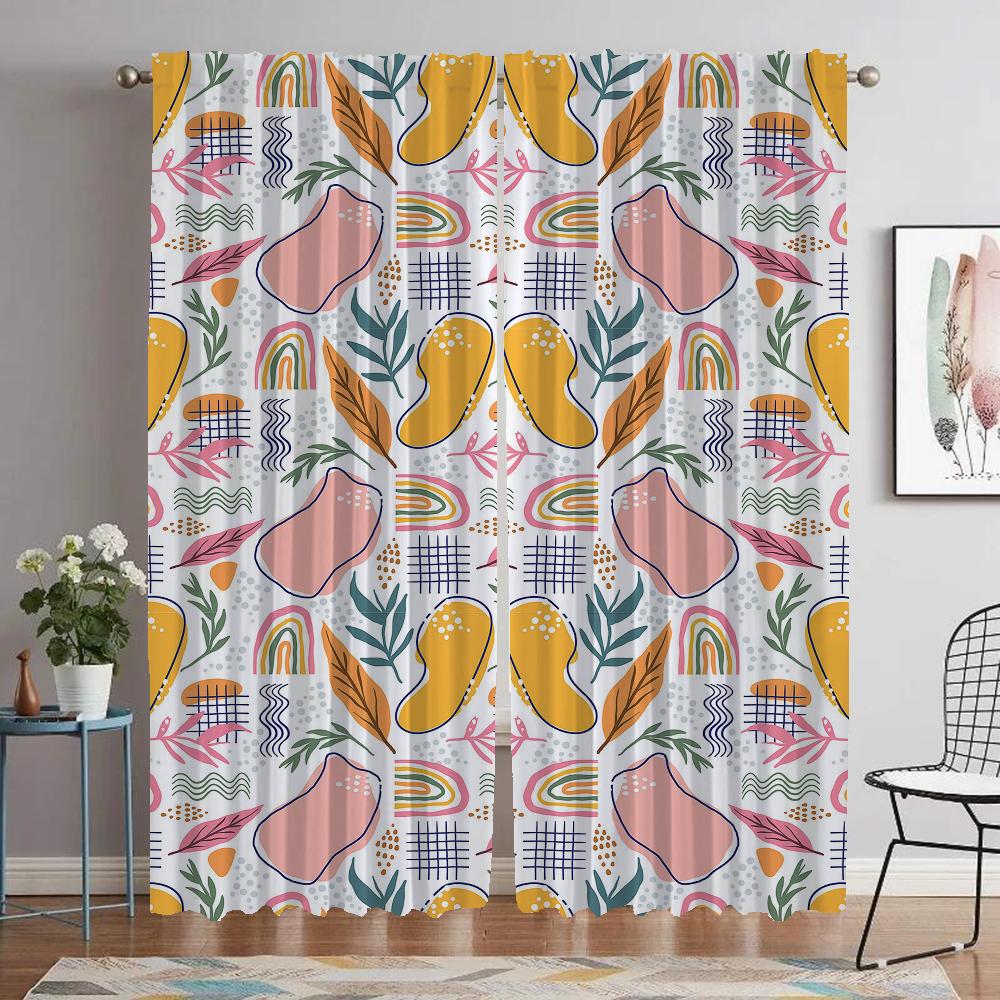 Art Pattern Partition Blackout Curtains for Living Room Curtain Halloween Decoration Home Interior Curtains 2 Pieces Shades