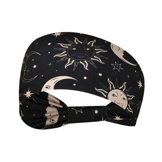 Women Wide Boho Print Headband Yoga Workout Knotted Stretch Sports Hairband Vintage Ethnic African Head Wrap