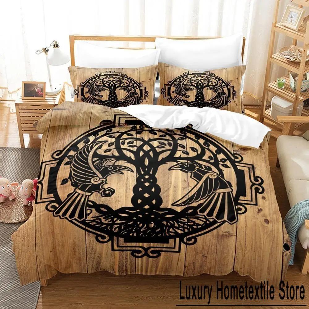Nytt Yggdrasil Träd Runor sängkläder Set Enkelt Twin Fullt Queen King Size Sängset Vuxen Barn Sovrum Påslakan Set Anime Säng Nytt