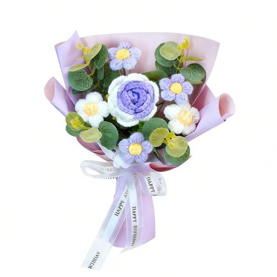 Künstliche Blumen Handgemacht Baumwollgarn Ewige Blume Häkel-Strauß Geburtstag Mama Ehefrau Geliebte Abschluss Heimdekoration