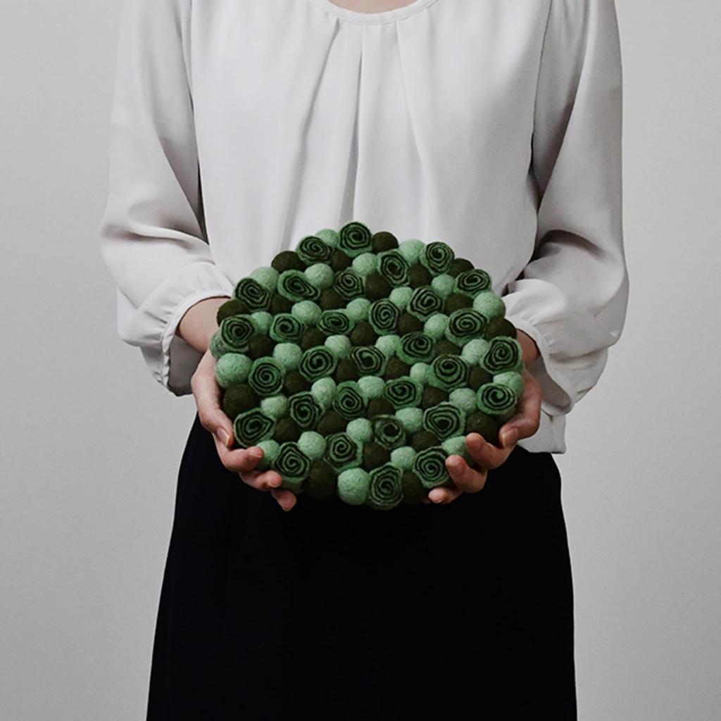 Marushin Pokopoko Rose Fair Trade 0395019700 Trivet, Nepalese, Green, Handmade, Product,