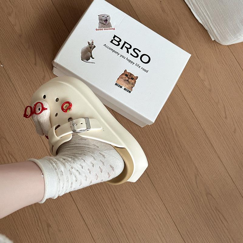 Girls Heart Bag Head Half Slippers Women's New Summer Soft Cute Miffy Rabbit Outside Hole Sandals