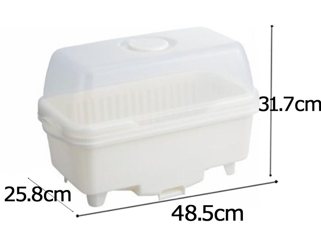 Sanko Plastics Made in Japan Dish Drainer with Dish Stand, Ryu FS-3, with Food and Chopstick Holder, Pearl White