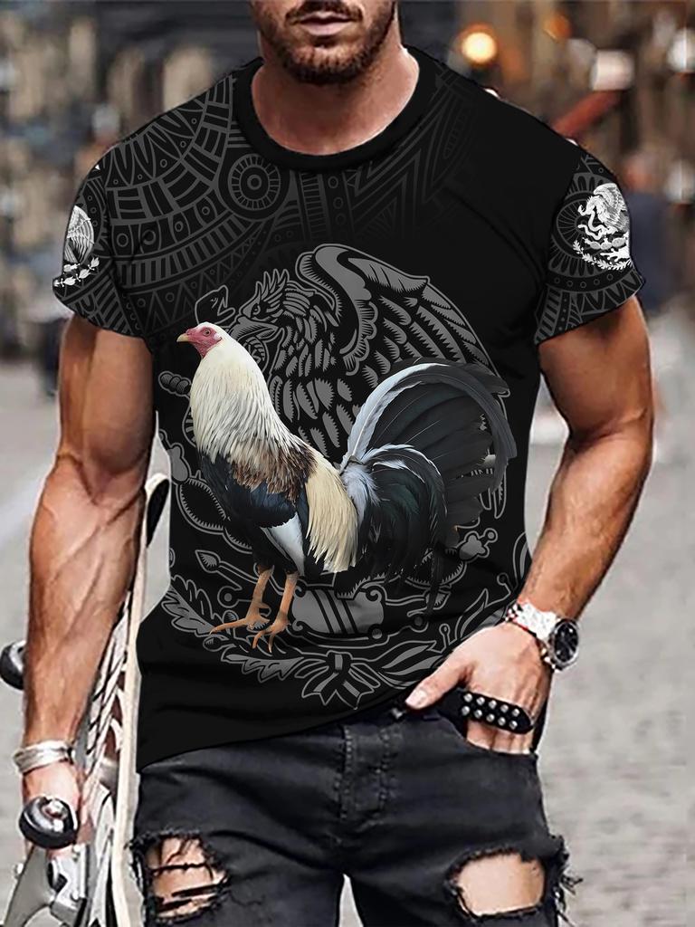 Men's 3D Trendy Letter Summer Short Sleeved Simple Round Neck T-shirt Street Style Shirt